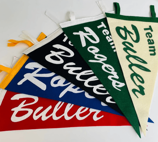 Custom name pennants for schools and teams